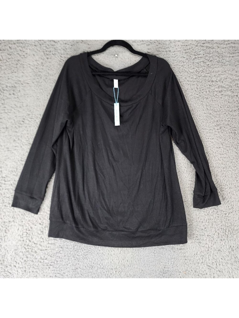Ysyokow Shirt Womens XXL Black Jersey Knit Scoop Neck Shirt *NWT*